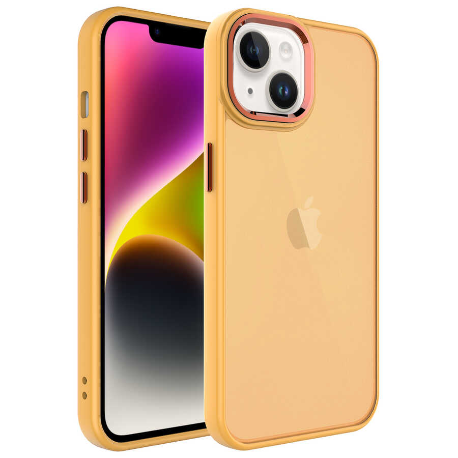 iPhone Uyumlu 14 Plus Kılıf Buzlu Sert PC Zore May Kapak-Turuncu