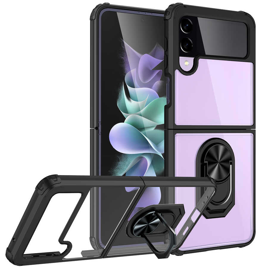 Galaxy Uyumlu Z Flip 4 Kılıf Zore Mola Kapak-Siyah