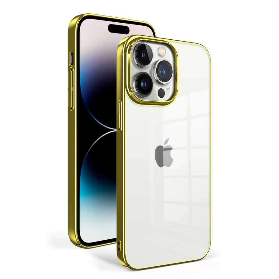 iPhone Uyumlu 14 Pro Kılıf Zore Sun Kapak-Gold