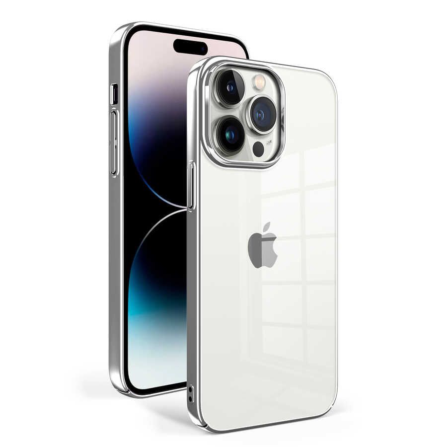 iPhone Uyumlu 14 Pro Kılıf Zore Sun Kapak-Gümüş