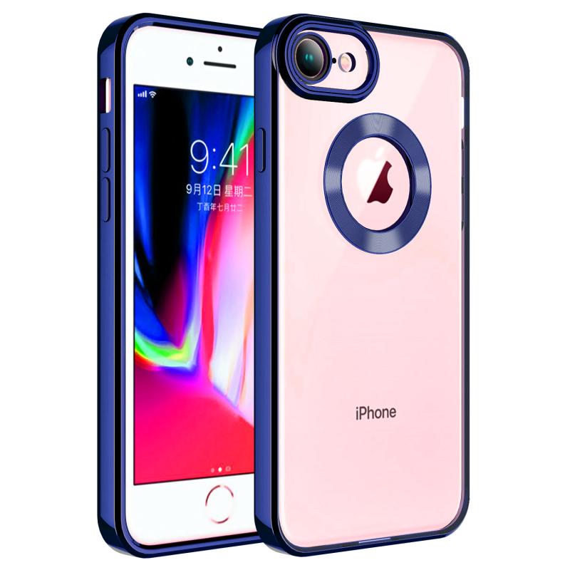 iPhone Uyumlu 7 Kılıf Kamera Korumalı Logo Gösteren Zore Omega Kapak-Lacivert