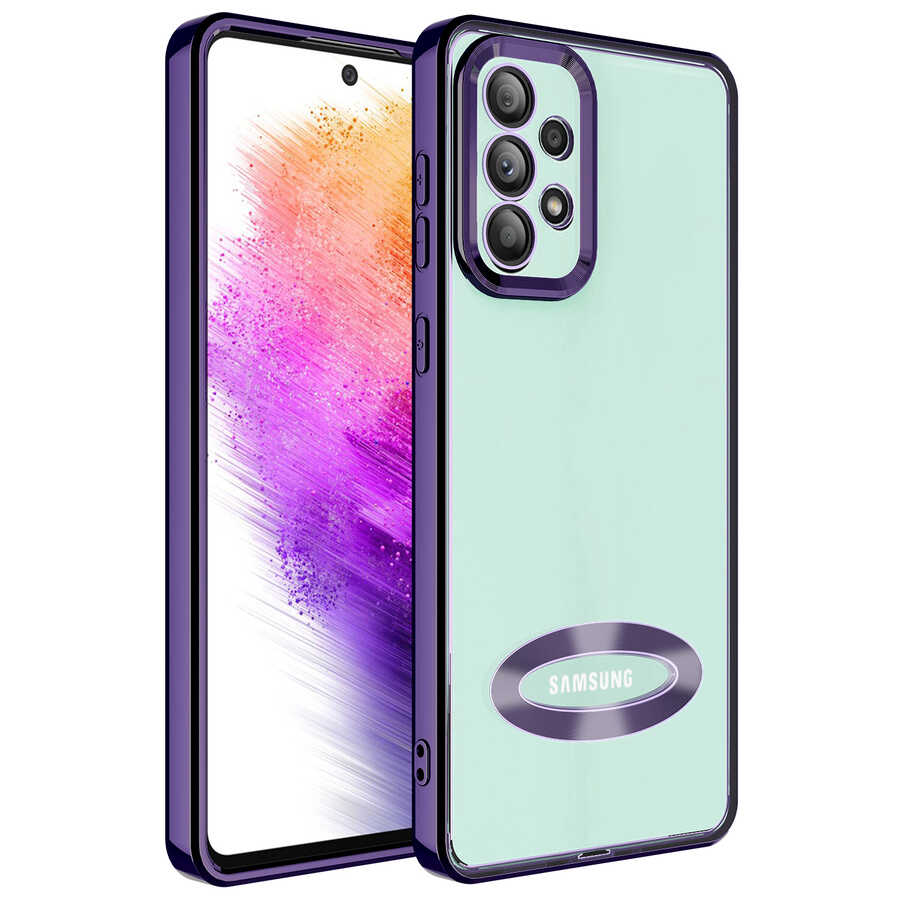 Galaxy Uyumlu A33 5G Kılıf Kamera Korumalı Logo Gösteren Zore Omega Kapak-Derin mor