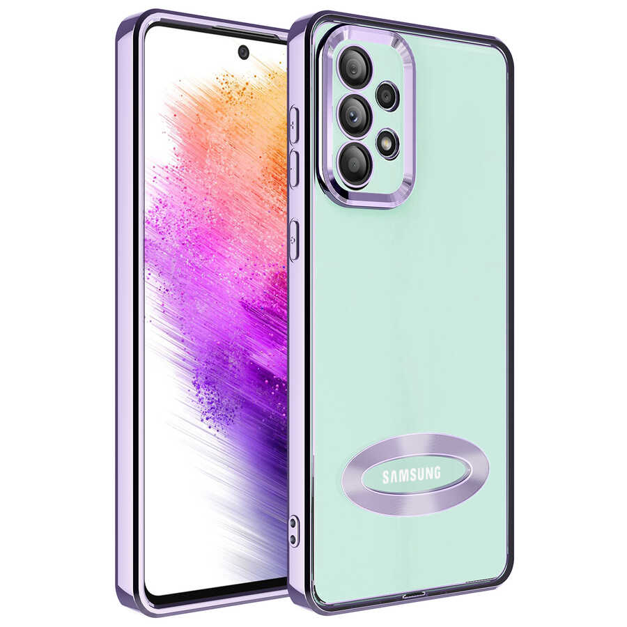 Galaxy Uyumlu A33 5G Kılıf Kamera Korumalı Logo Gösteren Zore Omega Kapak-Lila