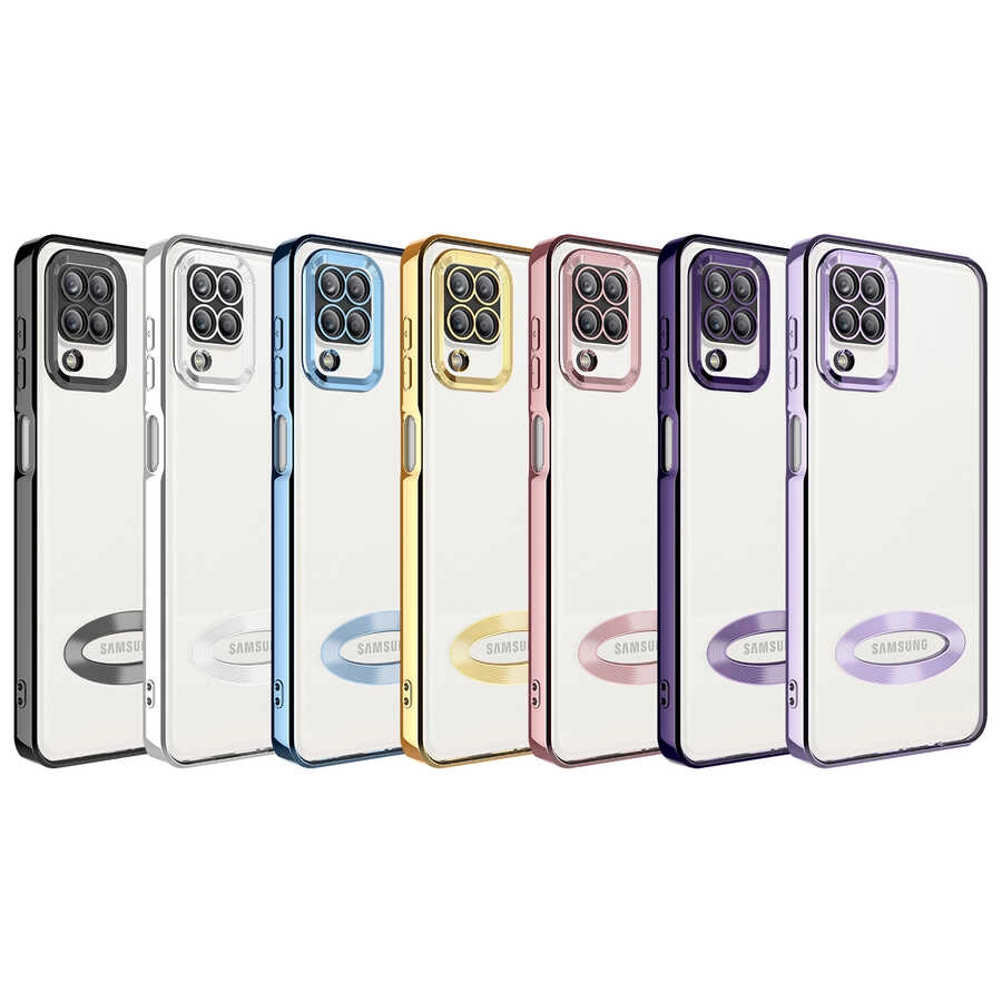 Galaxy Uyumlu A12 Kılıf Kamera Korumalı Logo Gösteren Zore Omega Kapak