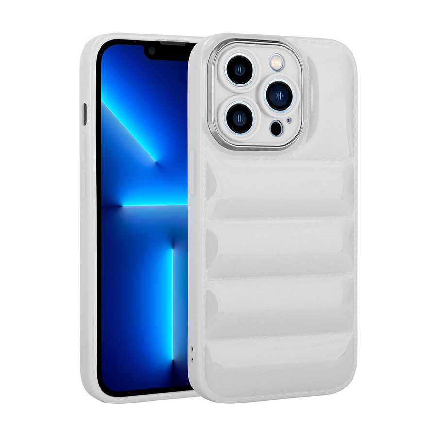 iPhone Uyumlu 12 Pro Max Kılıf Kamera Korumalı Parlak Airbag’li Zore Galya Kapak-Beyaz