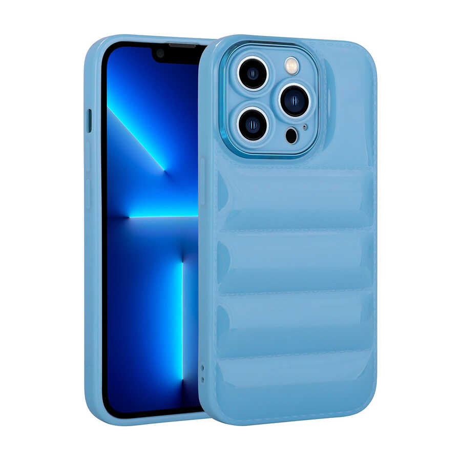 iPhone Uyumlu 12 Pro Max Kılıf Kamera Korumalı Parlak Airbag’li Zore Galya Kapak-Mavi