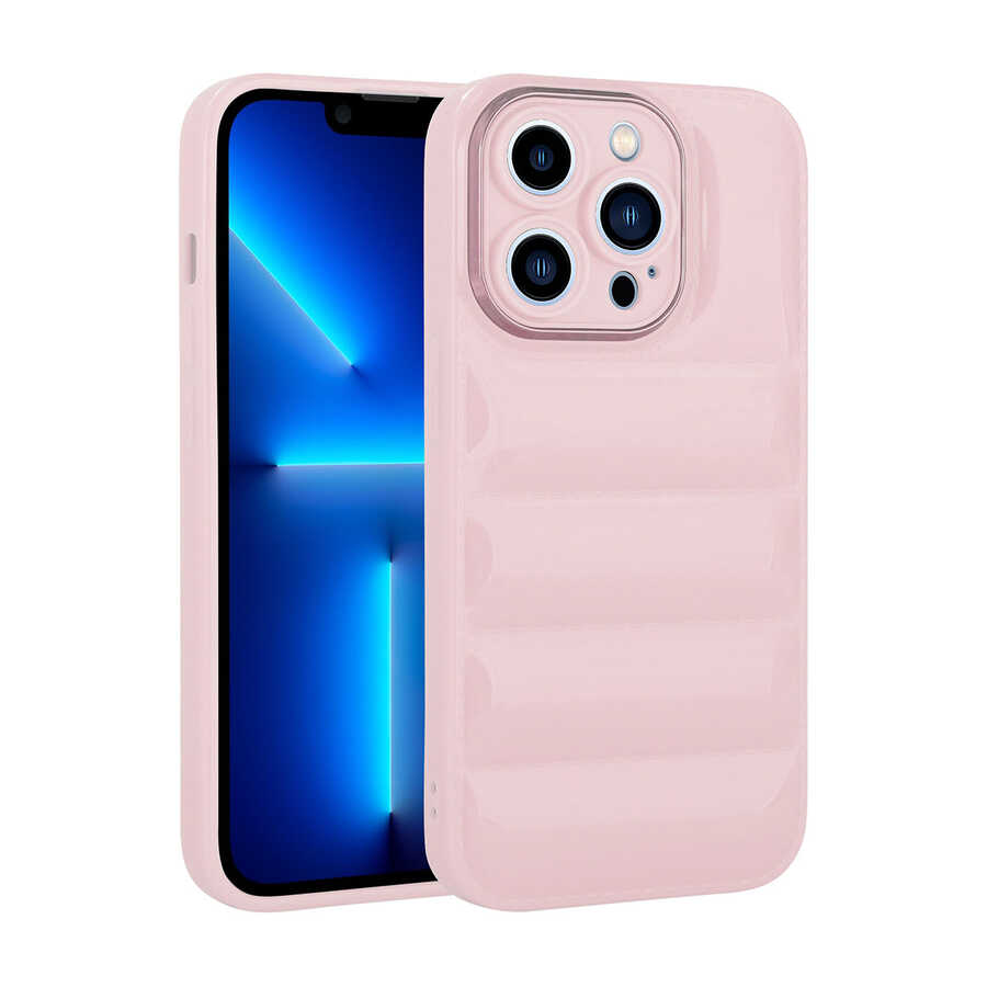 iPhone Uyumlu 12 Pro Max Kılıf Kamera Korumalı Parlak Airbag’li Zore Galya Kapak-Pembe