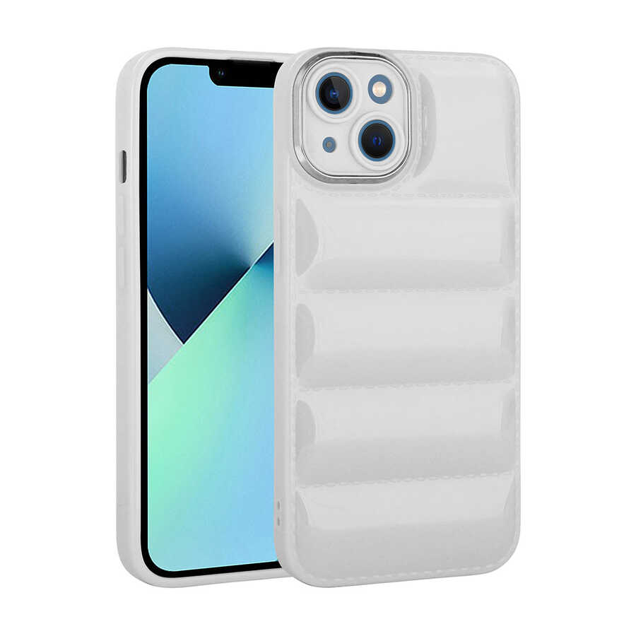 iPhone Uyumlu 14 Kılıf Kamera Korumalı Parlak Airbag’li Zore Galya Kapak-Beyaz