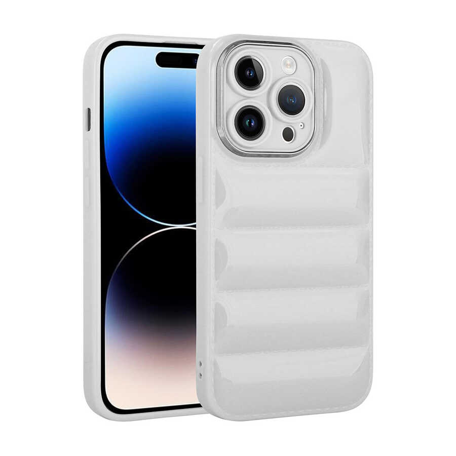 iPhone Uyumlu 14 Pro Kılıf Kamera Korumalı Parlak Airbag’li Zore Galya Kapak-Beyaz