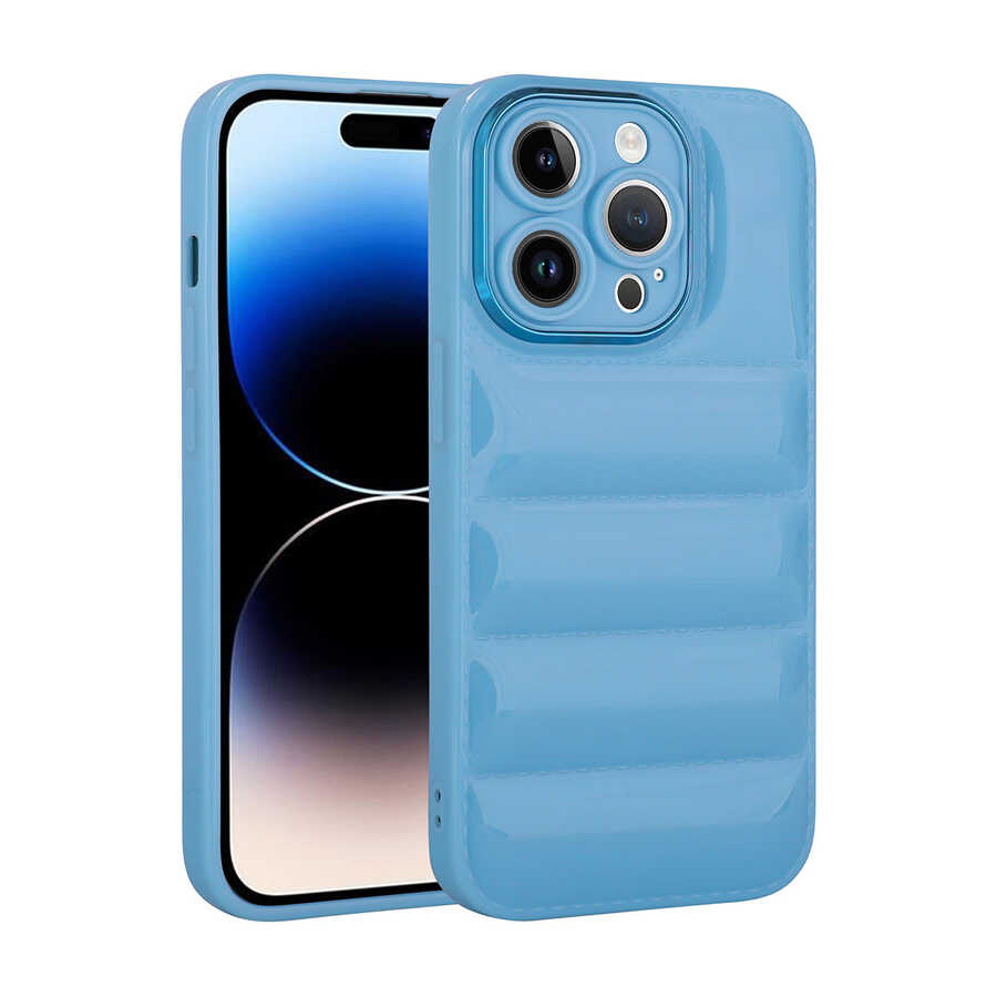iPhone Uyumlu 14 Pro Kılıf Kamera Korumalı Parlak Airbag’li Zore Galya Kapak-Mavi