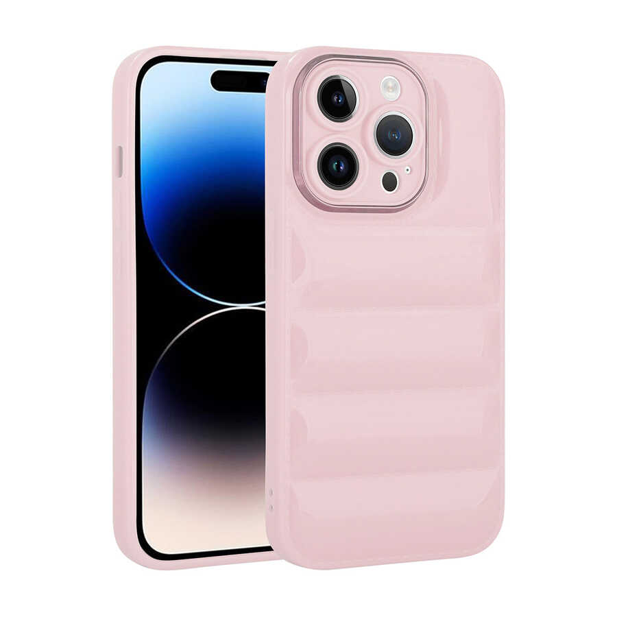 iPhone Uyumlu 14 Pro Kılıf Kamera Korumalı Parlak Airbag’li Zore Galya Kapak-Pembe