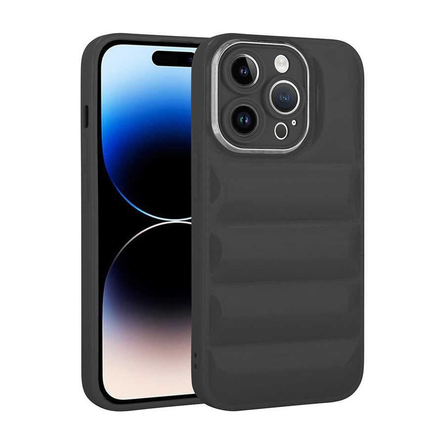 iPhone Uyumlu 14 Pro Kılıf Kamera Korumalı Parlak Airbag’li Zore Galya Kapak-Siyah