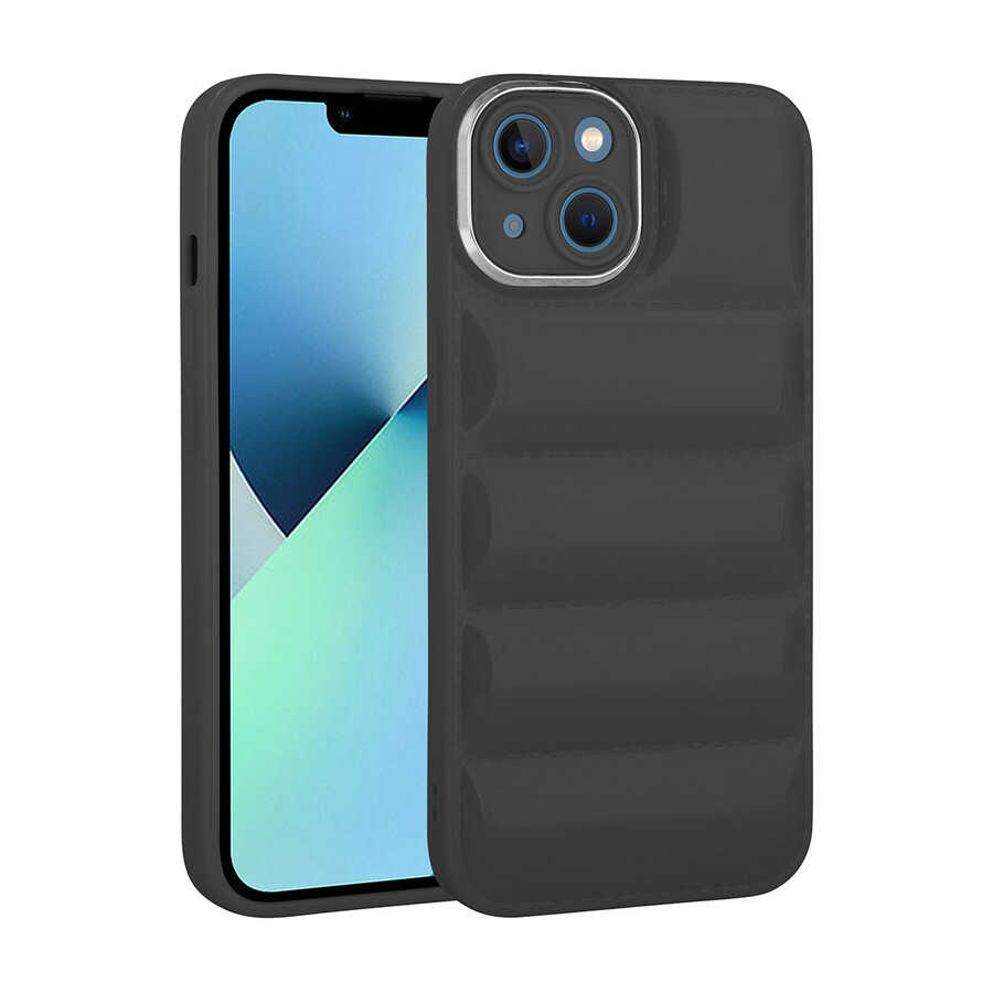 iPhone Uyumlu 14 Plus Kılıf Kamera Korumalı Parlak Airbag’li Zore Galya Kapak-Siyah