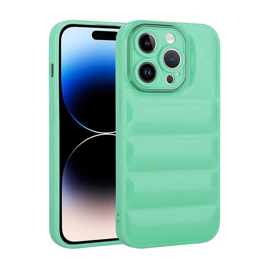 iPhone Uyumlu 14 Pro Max Kılıf Kamera Korumalı Parlak Airbag’li Zore Galya Kapak-Su yeşil