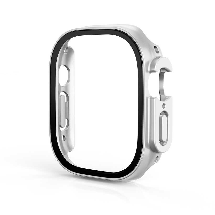 Watch Ultra 49mm Kasa ve Ekran Koruyucu Zore Watch Gard 19-Gümüş