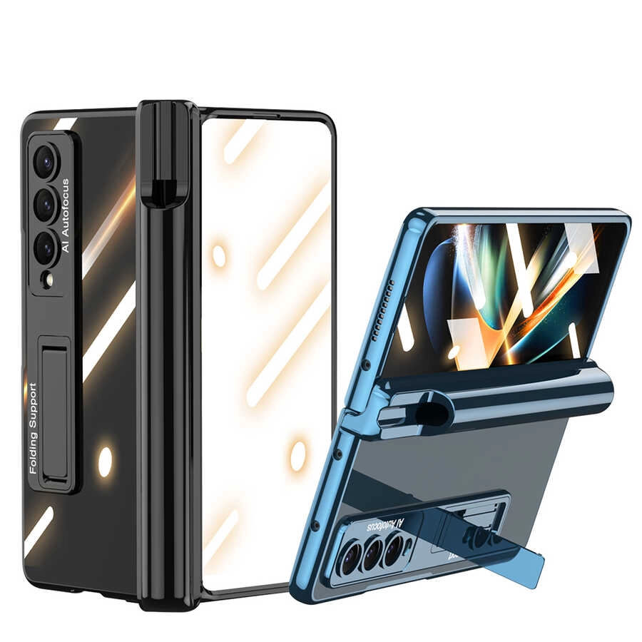 Galaxy Uyumlu Z Fold 4 Kılıf Zore Kıpta Standlı Kalem Bölmeli Kapak