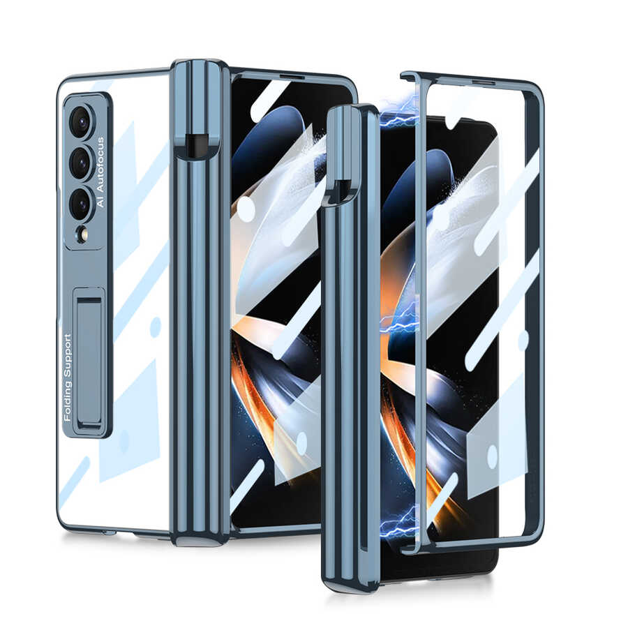 Galaxy Uyumlu Z Fold 4 Kılıf Zore Kıpta Standlı Kalem Bölmeli Kapak