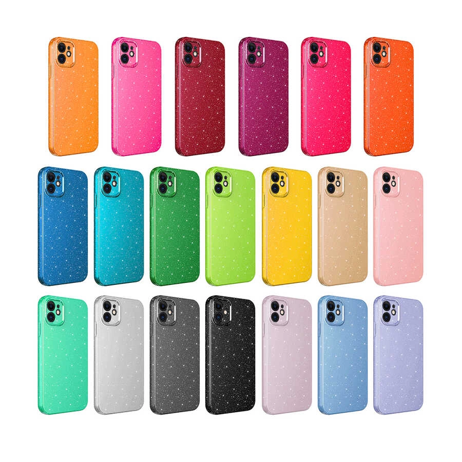 iPhone Uyumlu 12 Kılıf Kamera Korumalı Simli Lüks Zore Koton Kapak