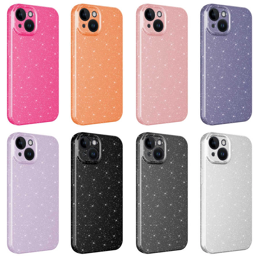 iPhone Uyumlu 13 Kılıf Kamera Korumalı Simli Lüks Zore Koton Kapak