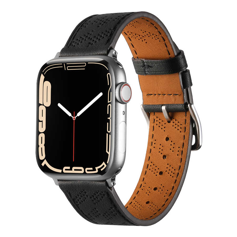 ​​​  Watch 7 45mm KRD-76 PU Deri Kordon Strap Kayış-Siyah