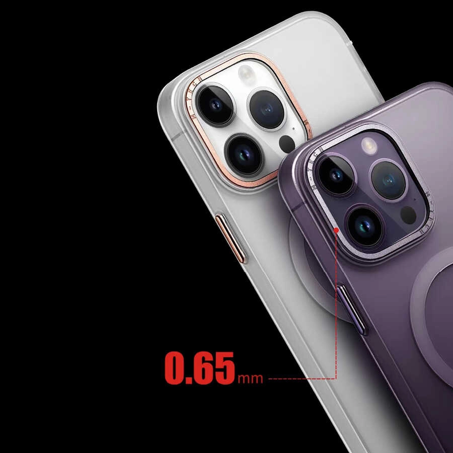iPhone Uyumlu 14 Pro Kılıf M-safe Şarj Özellikli Buzlu Sert PC Zore Tuval Kapak