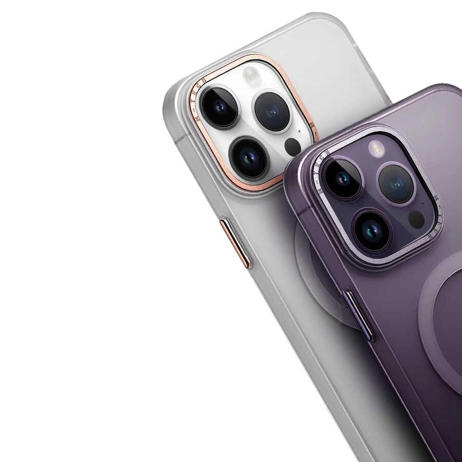 iPhone Uyumlu 14 Pro Max Kılıf M-safe Şarj Özellikli Buzlu Sert PC Zore Tuval Kapak