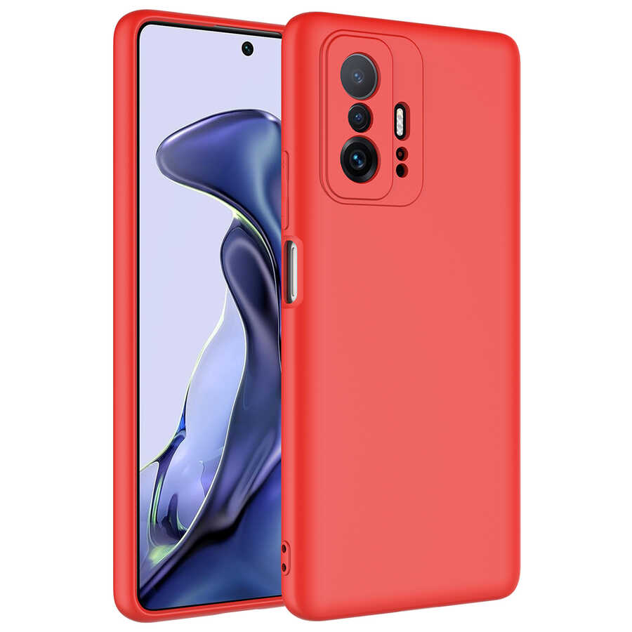Xiaomi Uyumlu  Mi 11T Pro 5G Kılıf Zore Mara Lansman Kapak-Kırmızı