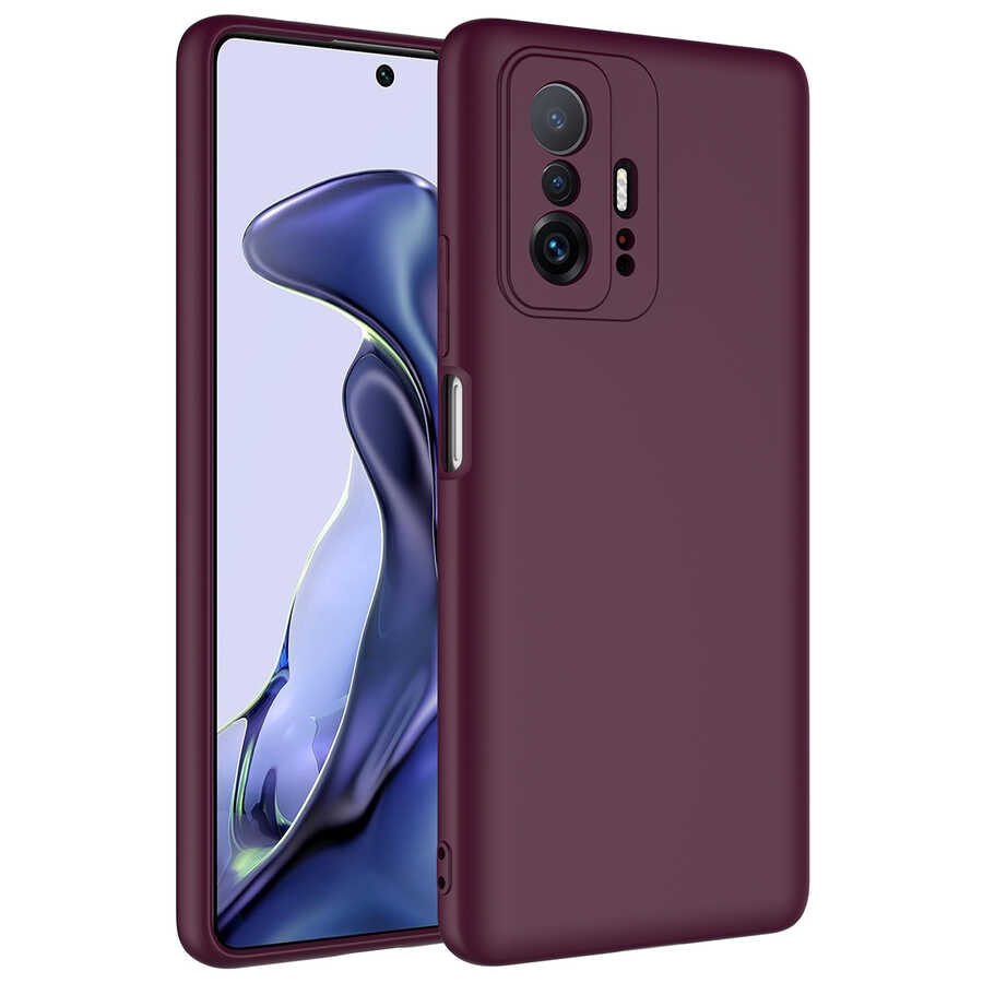 Xiaomi Uyumlu  Mi 11T Pro 5G Kılıf Zore Mara Lansman Kapak-Koyu mor