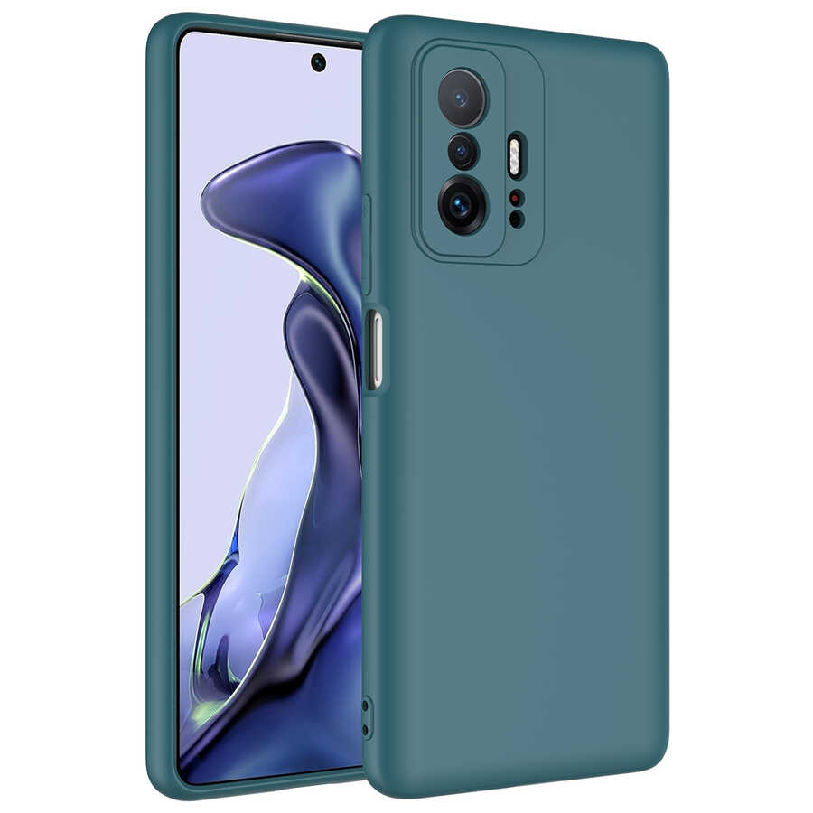 Xiaomi Uyumlu  Mi 11T Pro 5G Kılıf Zore Mara Lansman Kapak-Koyu yeşil