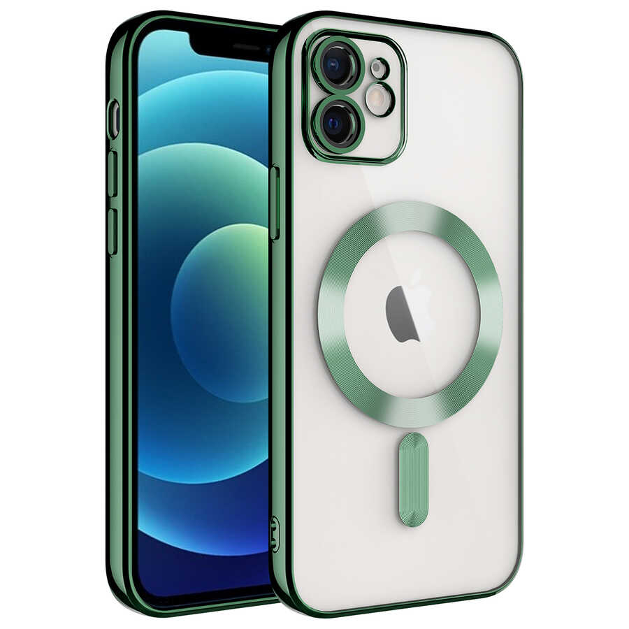 iPhone Uyumlu 11 Kılıf Kamera Korumalı M-safe Wireless Şarj Özellikli Zore Demre Kapak