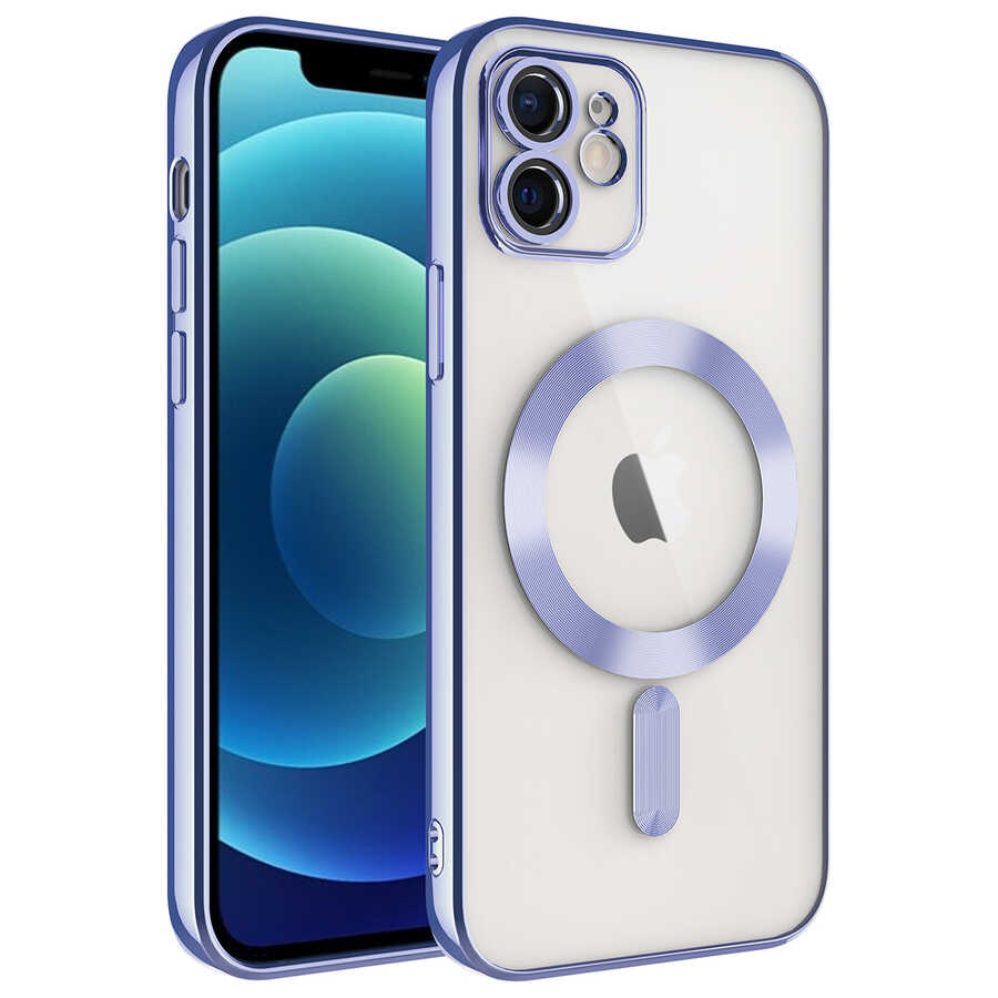 iPhone Uyumlu 11 Kılıf Kamera Korumalı M-safe Wireless Şarj Özellikli Zore Demre Kapak-Lila