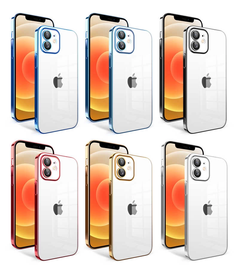 iPhone Uyumlu 12 Kılıf Kamera Korumalı Renkli Çerçeveli Zore Garaj Kapak