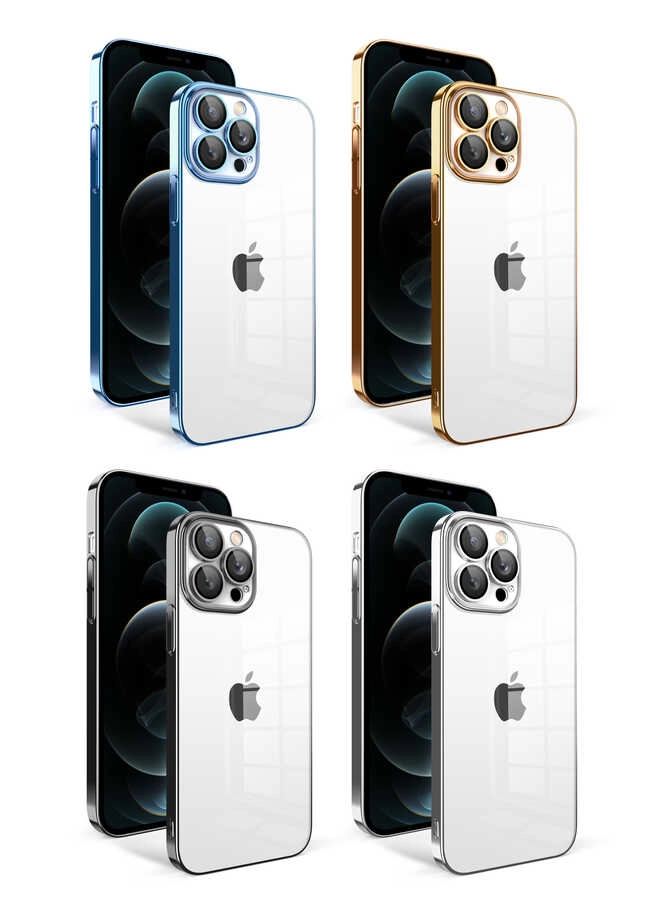 iPhone Uyumlu 12 Pro Max Kılıf Kamera Korumalı Renkli Çerçeveli Zore Garaj Kapak
