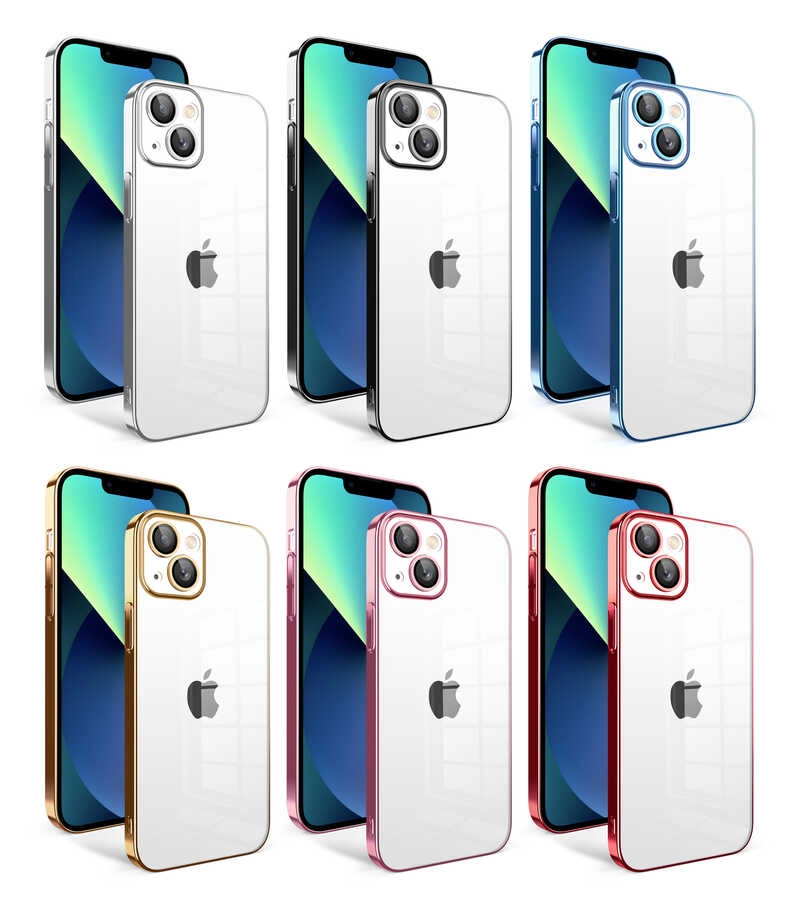 iPhone Uyumlu 13 Kılıf Kamera Korumalı Renkli Çerçeveli Zore Garaj Kapak