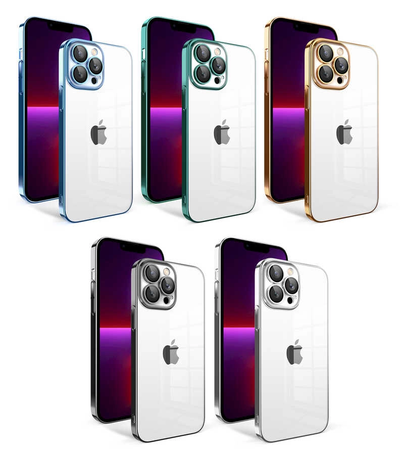 iPhone Uyumlu 13 Pro Kılıf Kamera Korumalı Renkli Çerçeveli Zore Garaj Kapak