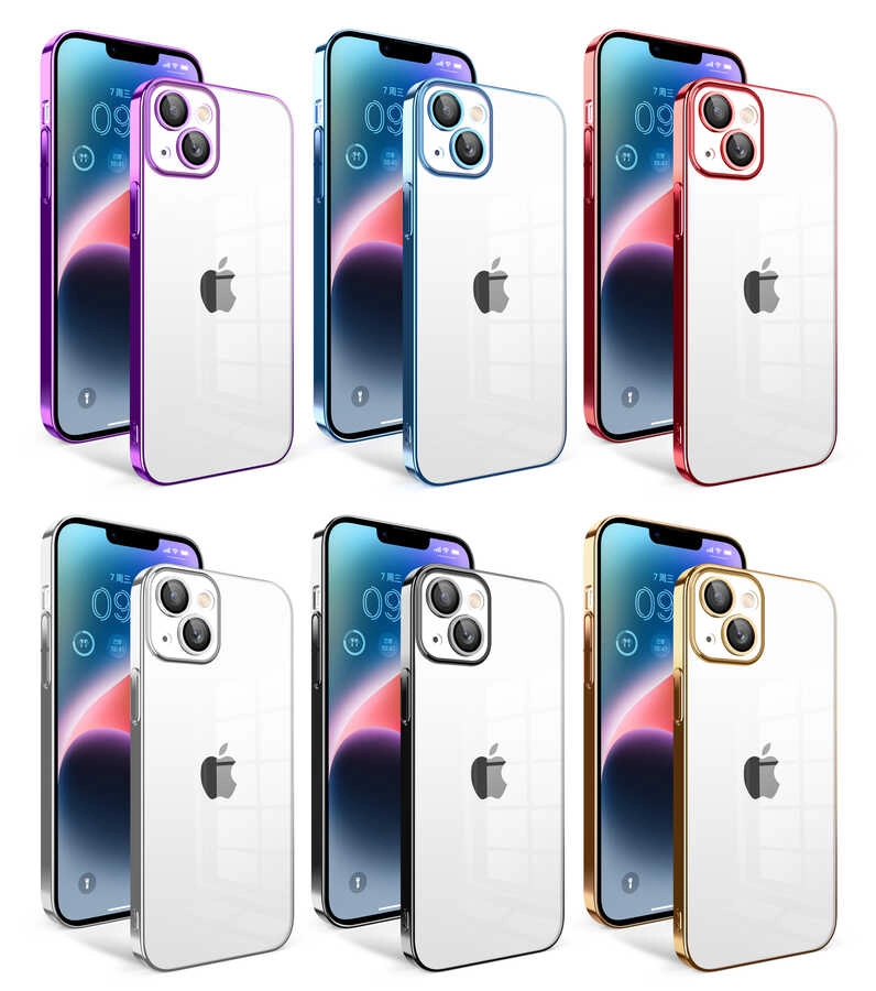 iPhone Uyumlu 14 Plus Kılıf Kamera Korumalı Renkli Çerçeveli Zore Garaj Kapak
