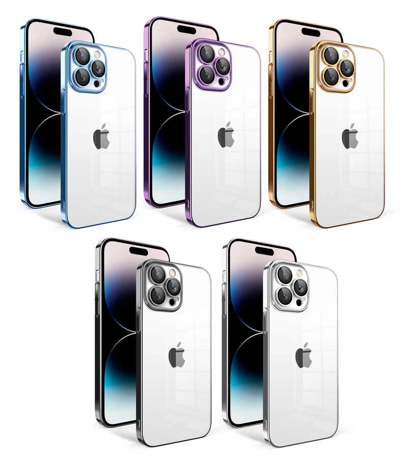 iPhone Uyumlu 14 Pro Kılıf Kamera Korumalı Renkli Çerçeveli Zore Garaj Kapak