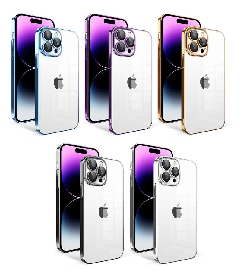 iPhone Uyumlu 14 Pro Max Kılıf Kamera Korumalı Renkli Çerçeveli Zore Garaj Kapak