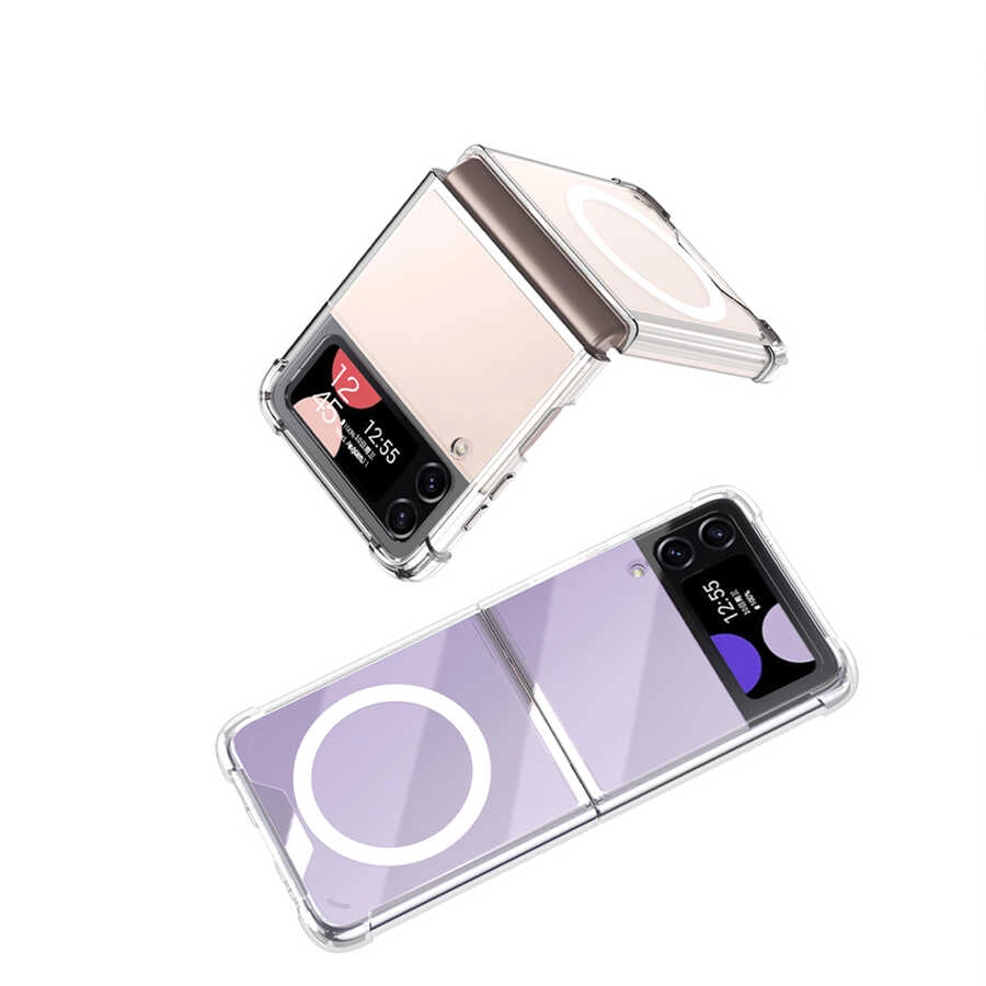 Galaxy Uyumlu Z Flip 3 Kılıf Wireless Şarj Özellikli Airbagli Zore Kıpta Anti Shock M-safe Kapak