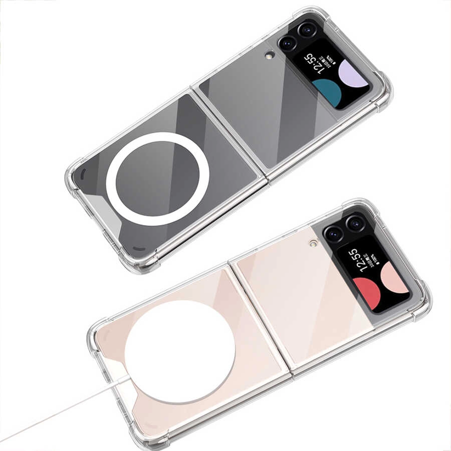 Galaxy Uyumlu Z Flip 3 Kılıf Wireless Şarj Özellikli Airbagli Zore Kıpta Anti Shock M-safe Kapak