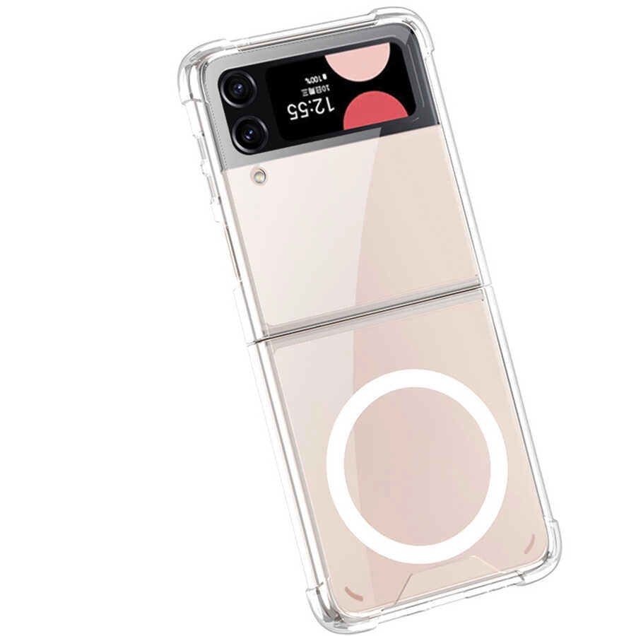 Galaxy Uyumlu Z Flip 3 Kılıf Wireless Şarj Özellikli Airbagli Zore Kıpta Anti Shock M-safe Kapak