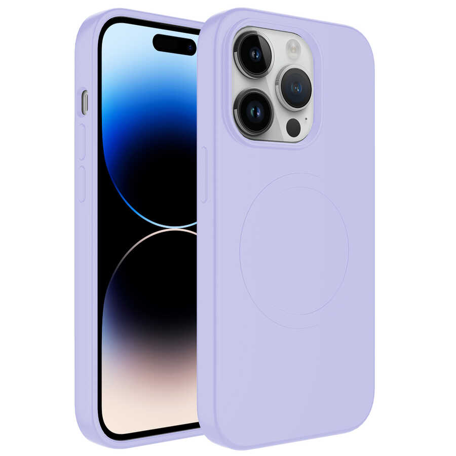 iPhone Uyumlu 12 Pro Max Kılıf M-safe Wireless Şarj Özellikli Pastel Renk Silikon Zore Plas Kapak