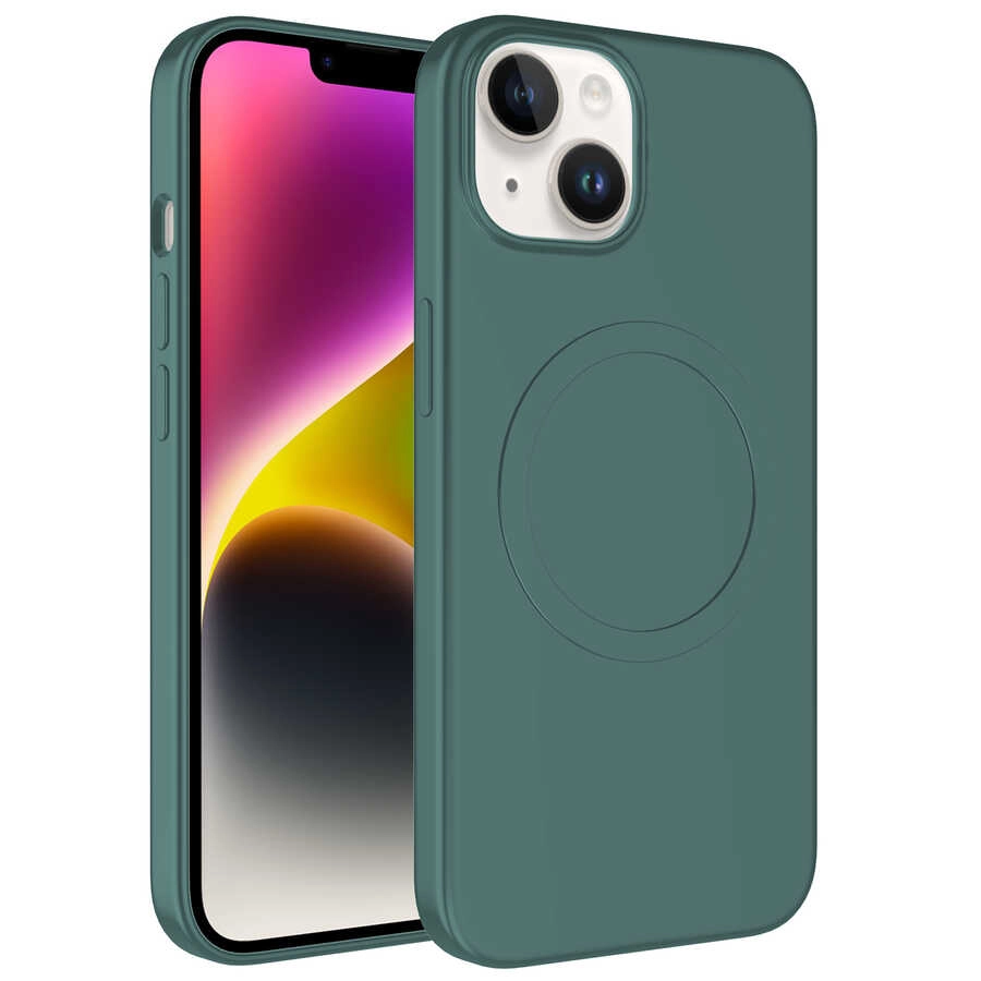 iPhone Uyumlu 13 Kılıf M-safe Wireless Şarj Özellikli Pastel Renk Silikon Zore Plas Kapak