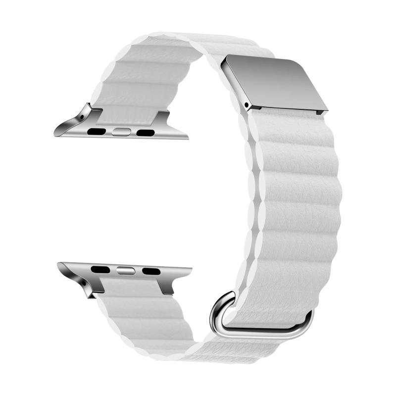 ​​​  Watch 38mm KRD-78 PU Deri Kordon Strap Kayış-Beyaz