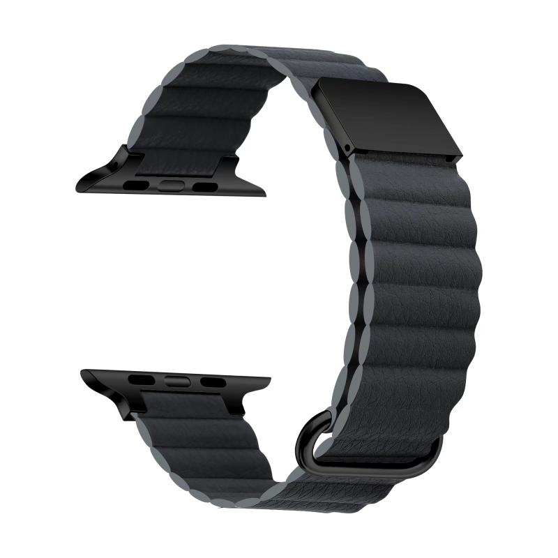 ​​​  Watch 38mm KRD-78 PU Deri Kordon Strap Kayış-Koyu gri