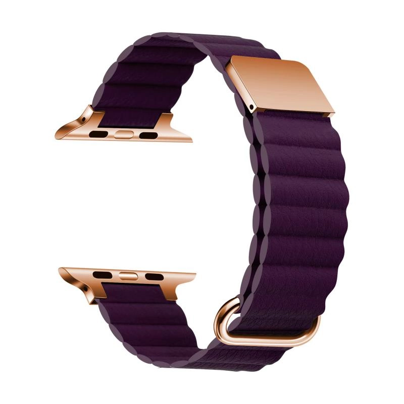 ​​​  Watch 7 41mm KRD-78 PU Deri Kordon Strap Kayış-Mürdüm