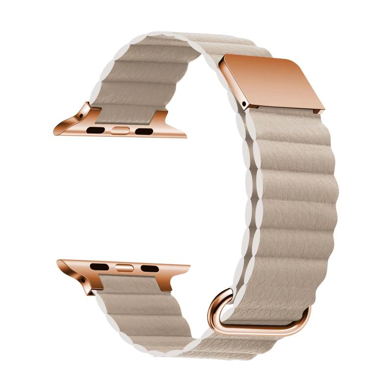 ​​​  Watch 42mm KRD-78 PU Deri Kordon Strap Kayış-Krem