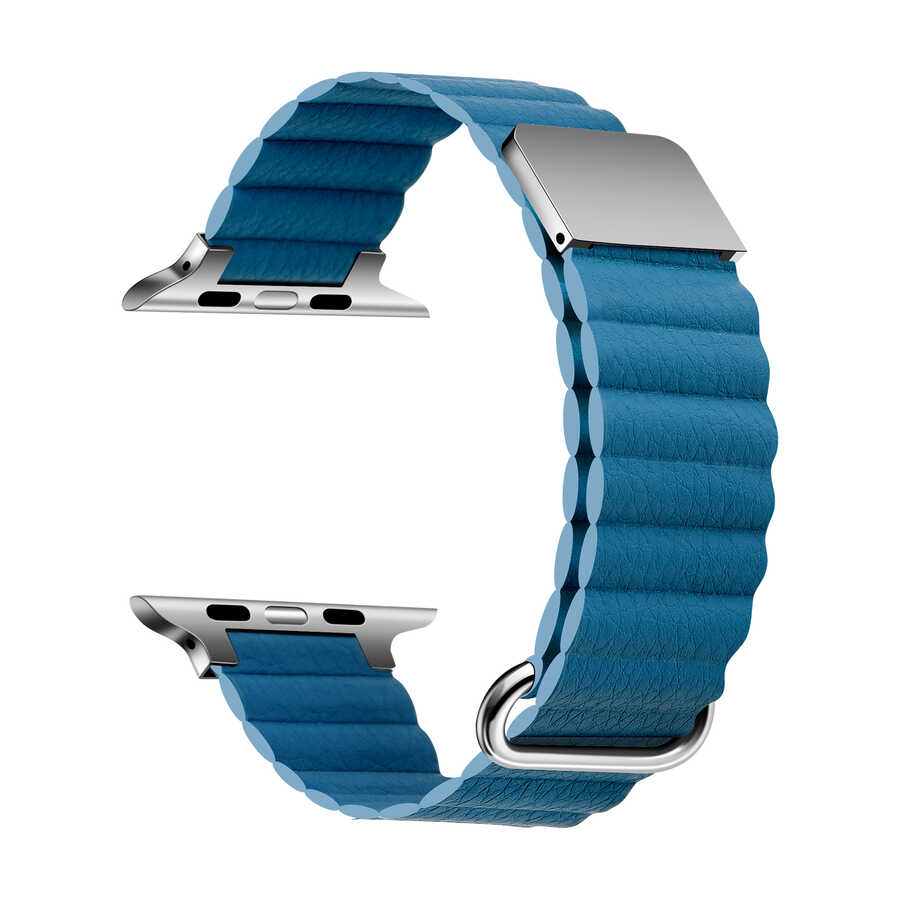 ​​​  Watch 42mm KRD-78 PU Deri Kordon Strap Kayış-Mavi