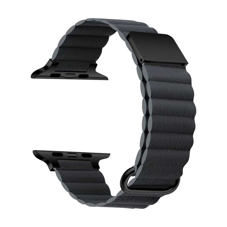 ​​​  Watch 7 45mm KRD-78 PU Deri Kordon Strap Kayış-Koyu gri