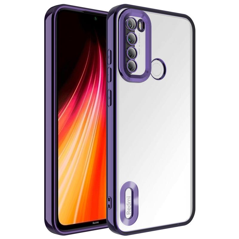 Xiaomi Uyumlu  Redmi Note 8 Kılıf Kamera Korumalı Logo Gösteren Zore Omega Kapak-Derin mor